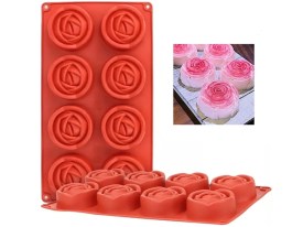 Molde silicona 8 rosas grandes